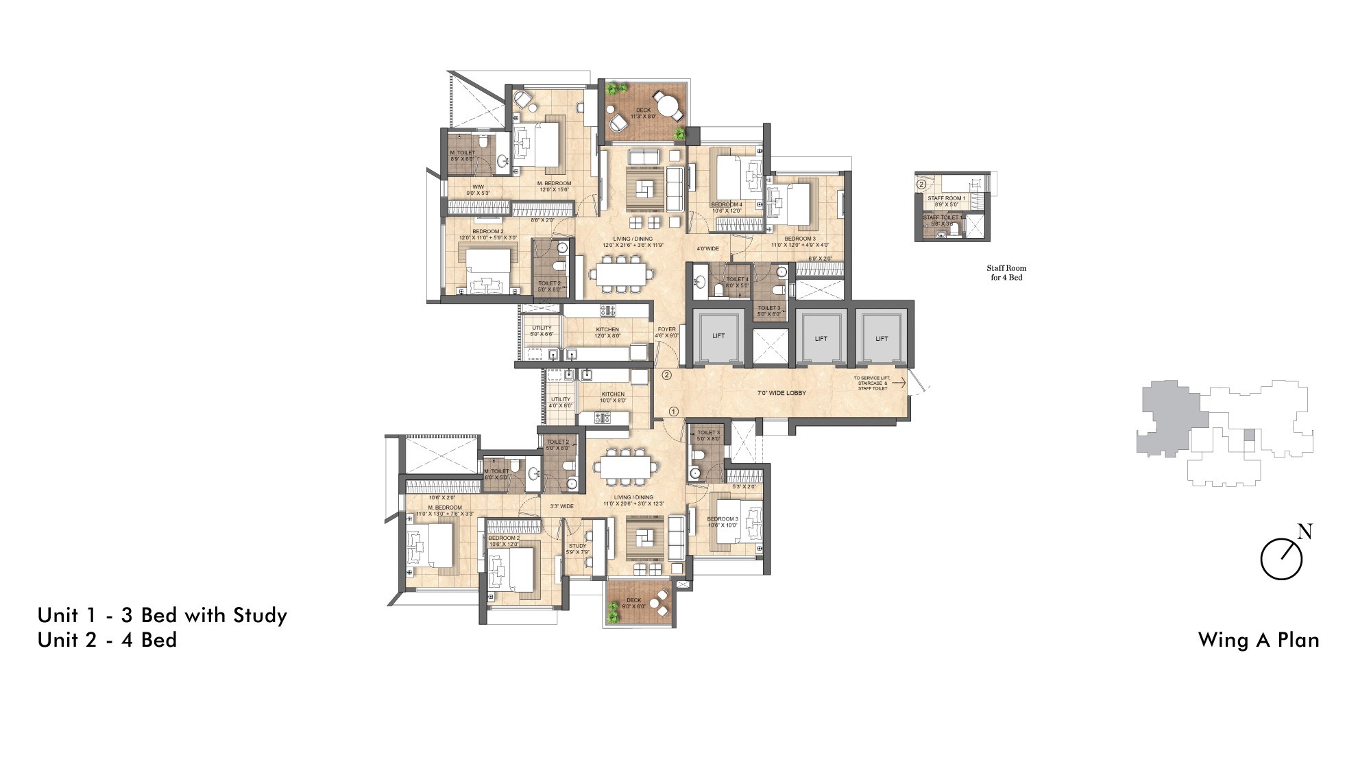 Lodha-Bellevue-Mahalaxmi-3-bhk-4-bhk-floor-plan-wing-A