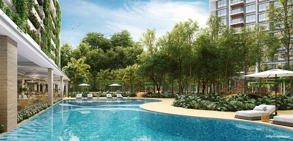 Lodha-Bellevue-garden-swimming-pool-view