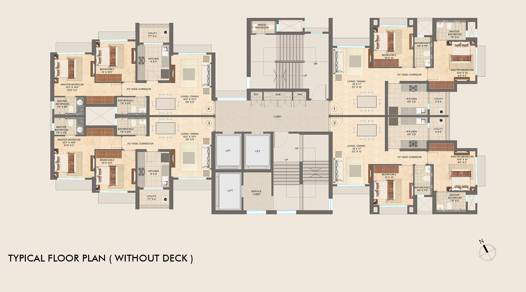 Lodha-Vista-Lower-Parel-mumbai-typical-floor-plan-without-deck