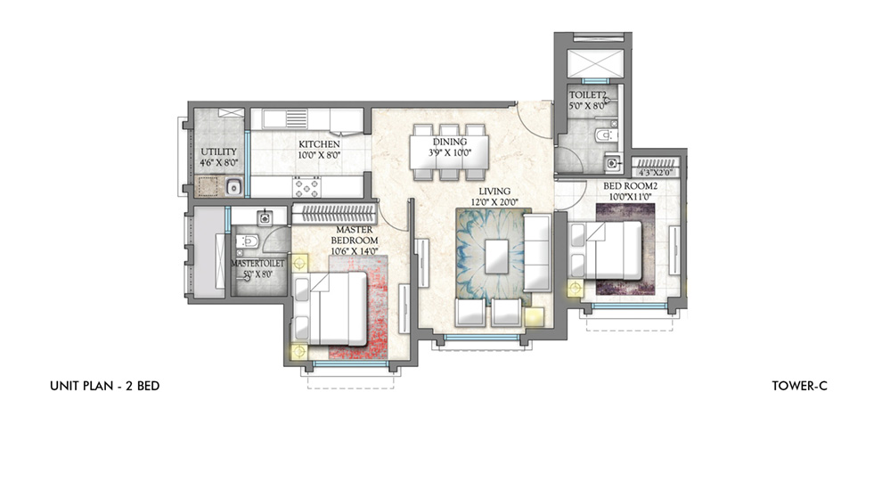 Lodha-Bellagio-Powai-2Bhk-Floor-Plan