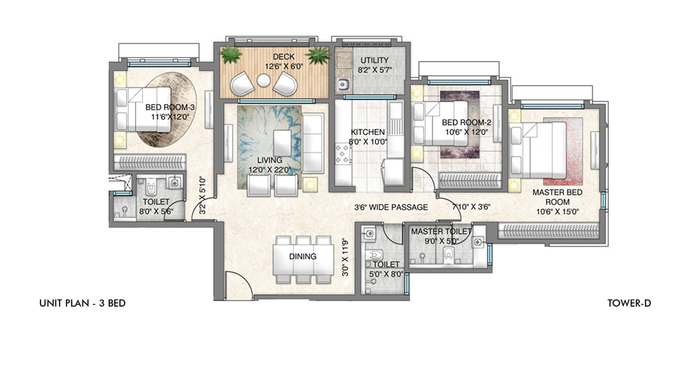 Lodha-Bellagio-Powai-3Bhk-Floor-Plan