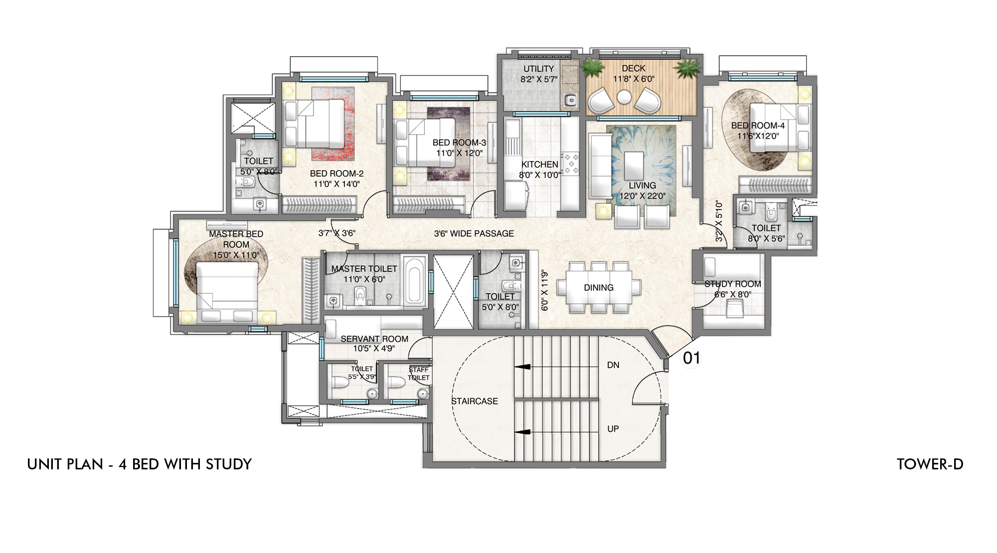 Lodha-Bellagio-Powai-4Bhk-with-study-room-Floor-Plan