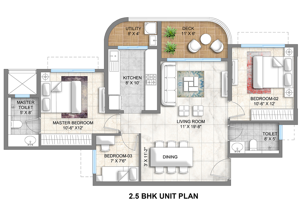 Lodha-Corinthia-2Bhk-With-Study-Room-Unit-Floor-Plan