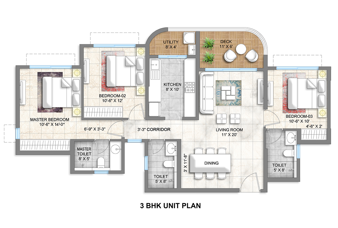 Lodha-Corinthia-3Bhk-Unit-Floor-Plan