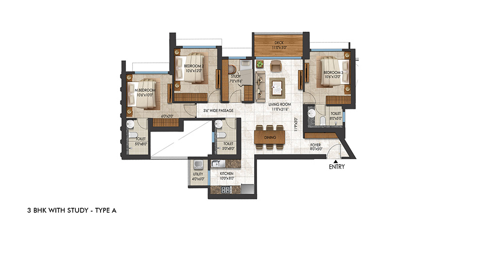 Lodha-Regalia-Mulund-3Bhk-With-Study-Room-Floor-Plan